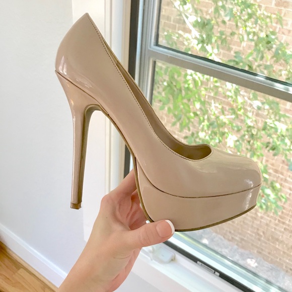 Charlotte Russe Shoes - Nude Patent Platform Pumps!